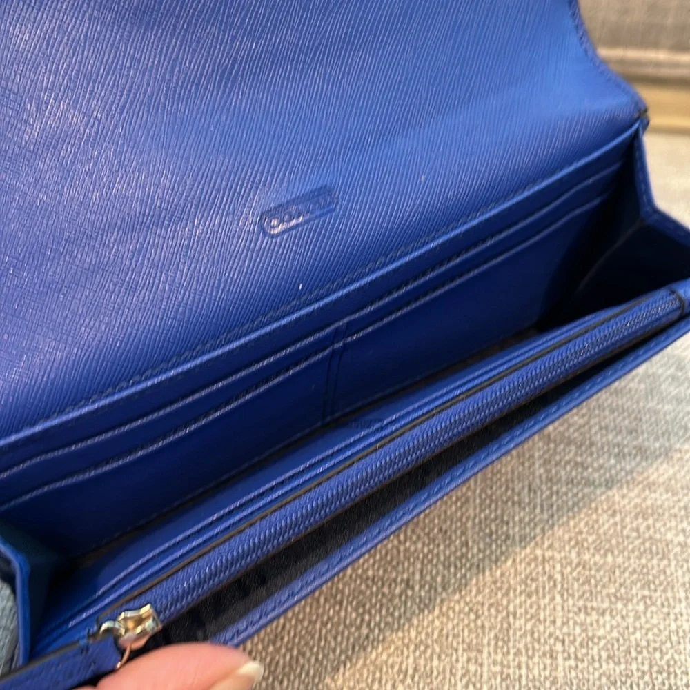 COACH-Top Stitched Bifold Wallet Womens Leather Snap-Royal blue - Picture 4 of 11